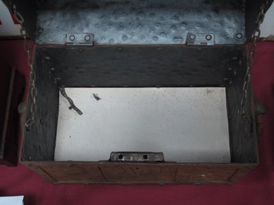 Lot 1339 - Cast Iron Casket, with domed top, ring handles,...