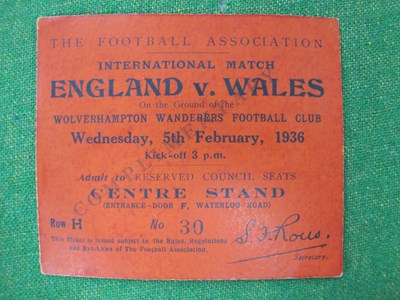 Lot 642 - 1936 England Football Ticket, for The...