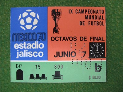 Lot 633 - 1970 World Cup Brazil v. England Ticket, for...