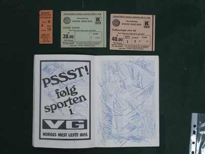 Lot 596 - 1981 Norway v. England Two Match Tickets,...