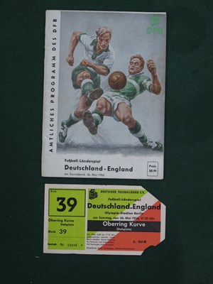 Lot 572 - 1956 Germany v. England Football Ticket and...