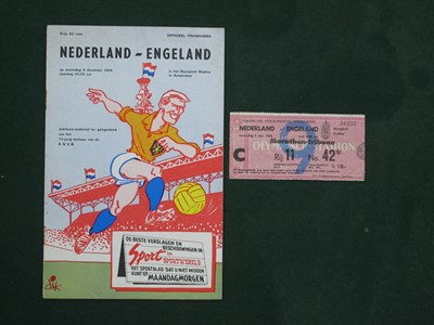 Lot 573 - 1964 Holland v. England Football Ticket, and...