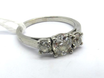 Lot 159 - A Platinum (950) Three Stone Diamond Ring, the...