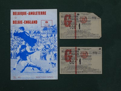 Lot 575 - 1970 Belgium v. England Two Football Tickets...