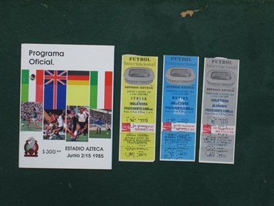 Lot 576 - 1985 Mexico Cup Tickets for England v. Italy,...