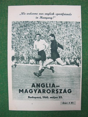 Lot 621 - 1960 Hungary v. England Football Programme in...