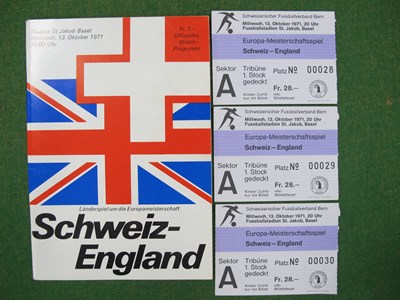 Lot 602 - 1971 Switzerland v. England, three consecutive...