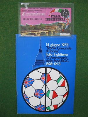 Lot 605 - 1973 Italy v. England Football Ticket and...