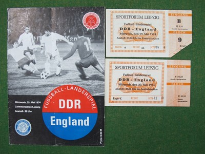 Lot 609 - 1974 East Germany v. England Football Tickets...