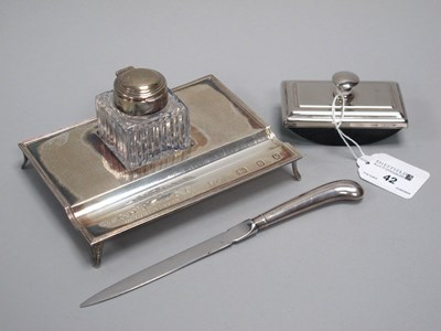 Lot 42 - A Hallmarked Silver Ink Stand, SPCo, London...