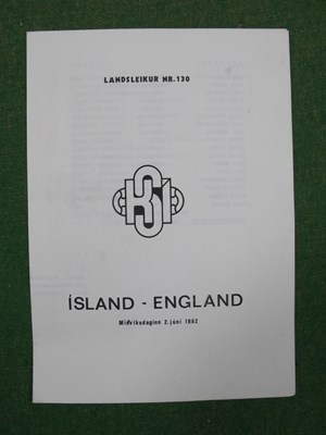 Lot 624 - 1982 Iceland v. England, a four-page football...