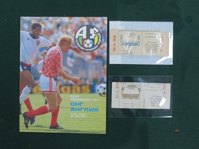 Lot 584 - 1992 C.I.S v. England, two football tickets...