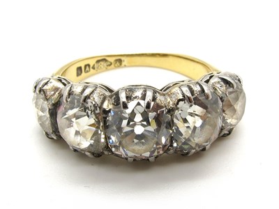 Lot 151 - A Large Antique Five Stone Diamond Ring, the...