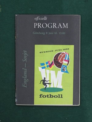 Lot 600 - 1958 World Cup, England v. Russia programme...