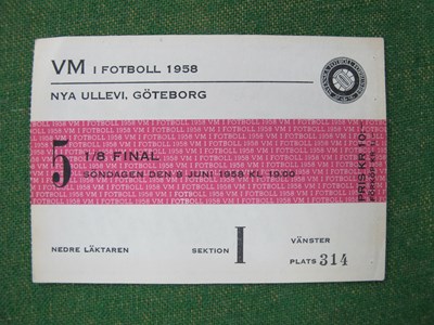 Lot 654 - 1958 World Cup England v. Russia, ticket for...