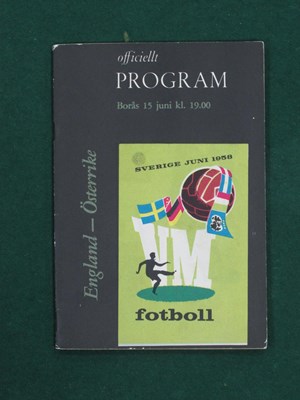 Lot 598 - 1958 World Cup England v. Austria, programme...