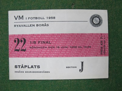 Lot 655 - 1958 World Cup England v. Austria, ticket for...