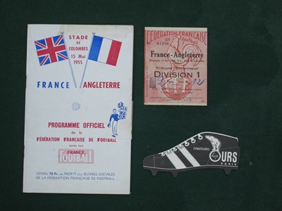 Lot 570 - 1955 France v. England Football Ticket,...