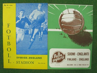 Lot 627 - 1956 England Away Programmes at Finland, dated...