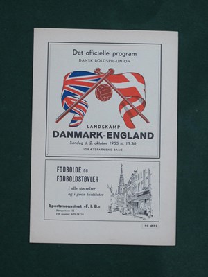 Lot 566 - 1955 Denmark v. England Football Programme at...