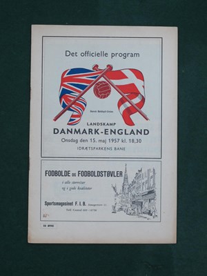 Lot 565 - 1957 Denmark v. England Football Programme at...