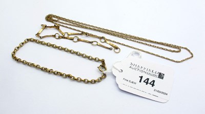 Lot 144 - A 9ct Gold Belcher Link Bracelet, 21cm long; A...