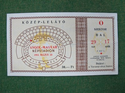 Lot 644 - 1954 Hungary v. England Football Ticket at...