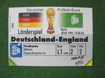 Lot 648 - 1994 Germany v. England, football match ticket...