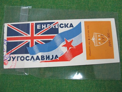 Lot 651 - 1954 Yugoslavia v. England, football ticket...