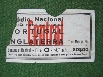 Lot 647 - 1964 Portugal v. England, football ticket for...