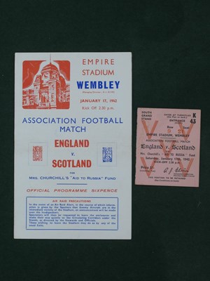 Lot 512 - 1942 England v. Scotland Football Ticket and...