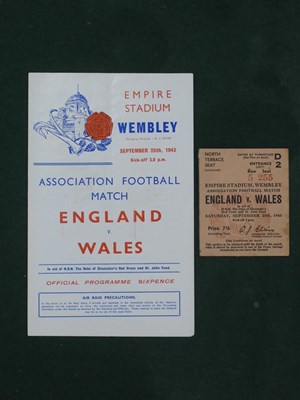 Lot 516 - 1943 England v. Wales football ticket and...