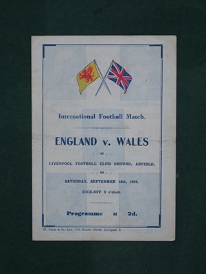 Lot 519 - 1944 England v. Wales Football Programme at...