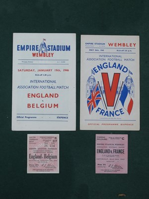 Lot 522 - 1945 England v. France Football Ticket and...