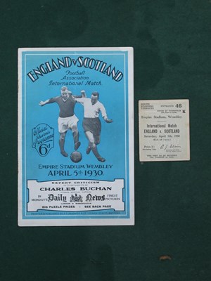 Lot 530 - 1930 England v. Scotland Football Ticket and...