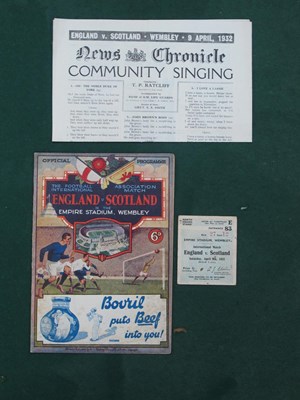 Lot 531 - 1932 England v. Scotland Football Ticket and...