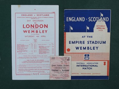 Lot 533 - 1936 England v. Scotland Football Ticket,...