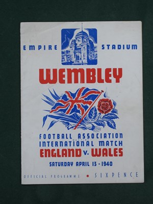 Lot 536 - 1940 England v. Wales Football Programme, for...