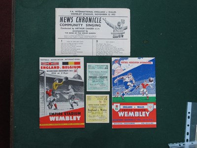 Lot 545 - 1952 England v. Belgium and Wales a Football...