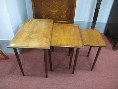 Lot 1535 - Nest of Teak Coffee Tables, on tubular legs.