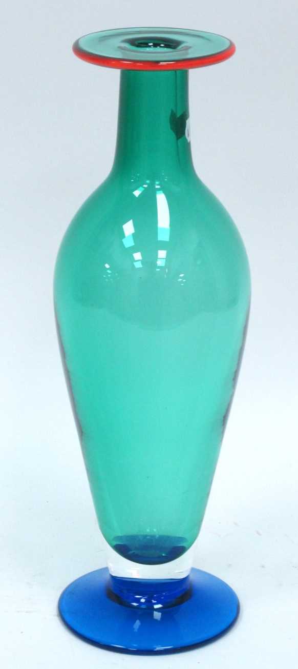 Lot 1007 - Orrefors, Sweden; A Green Glass Vase, possibly...