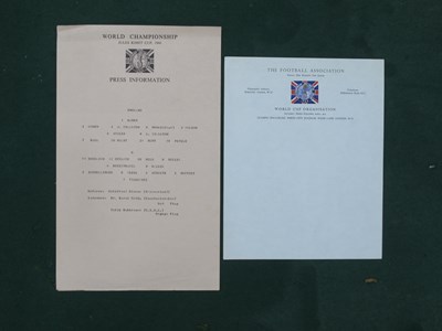 Lot 846 - World Cup 1966 Press Information Sheet, with...