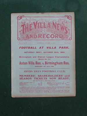 Lot 779 - 1909 Aston Villa v. Bradford City Programme,...