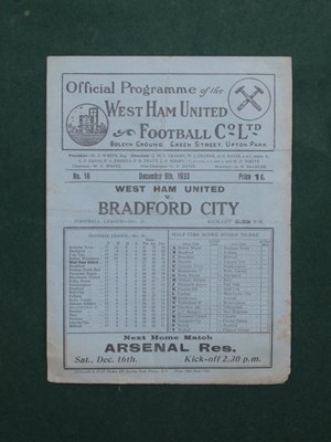 Lot 782 - 1933 West Ham United v. Bradford City Four...