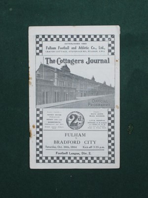 Lot 783 - 1934 Fulham v. Bradford City Programme, for...