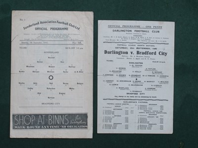 Lot 786 - Bradford City Wartime Away Programmes, 1942 at...