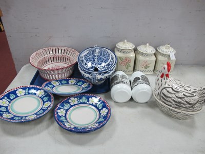 Lot 1108 - Royal Winton Spongeware Storage Jars, hand...