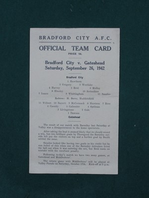 Lot 737 - Bradford City 1942-3 Programme v. Gateshead,...