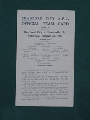 Lot 739 - Bradford City 1943-4 Programme v. Newcastle...