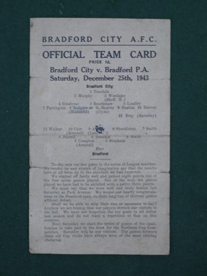 Lot 740 - Bradford City 1943-4 Programme v. Bradford...